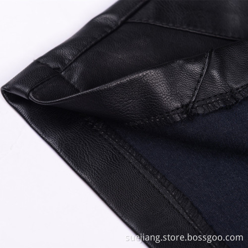 Women Sexy Office PU Leather Mini Skirt Dress